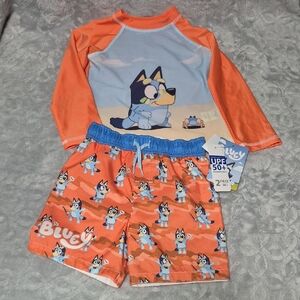 Bluey Swim Rashguard Set - Orange and Blue Size 3T
